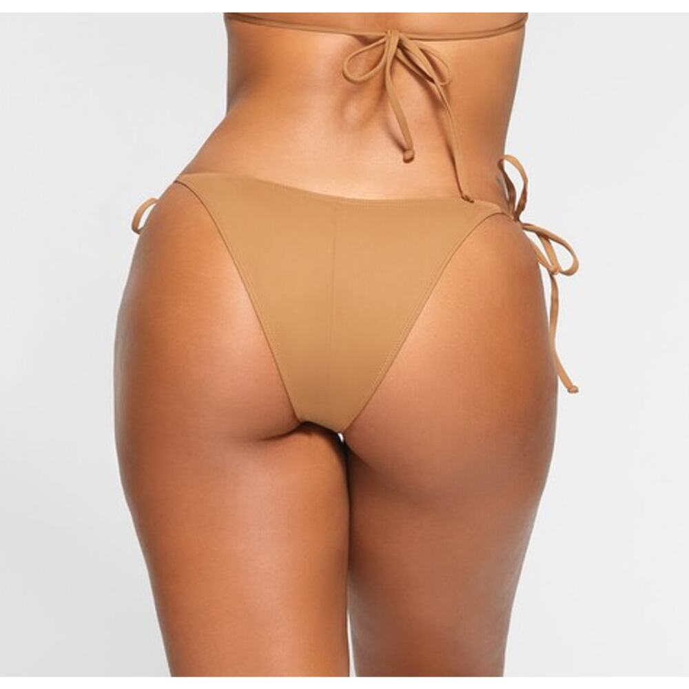 New SKIMS ~ Recycled Signature Swim Low Rise Tie Bottoms Size XL OCHRE - Picture 3 of 6